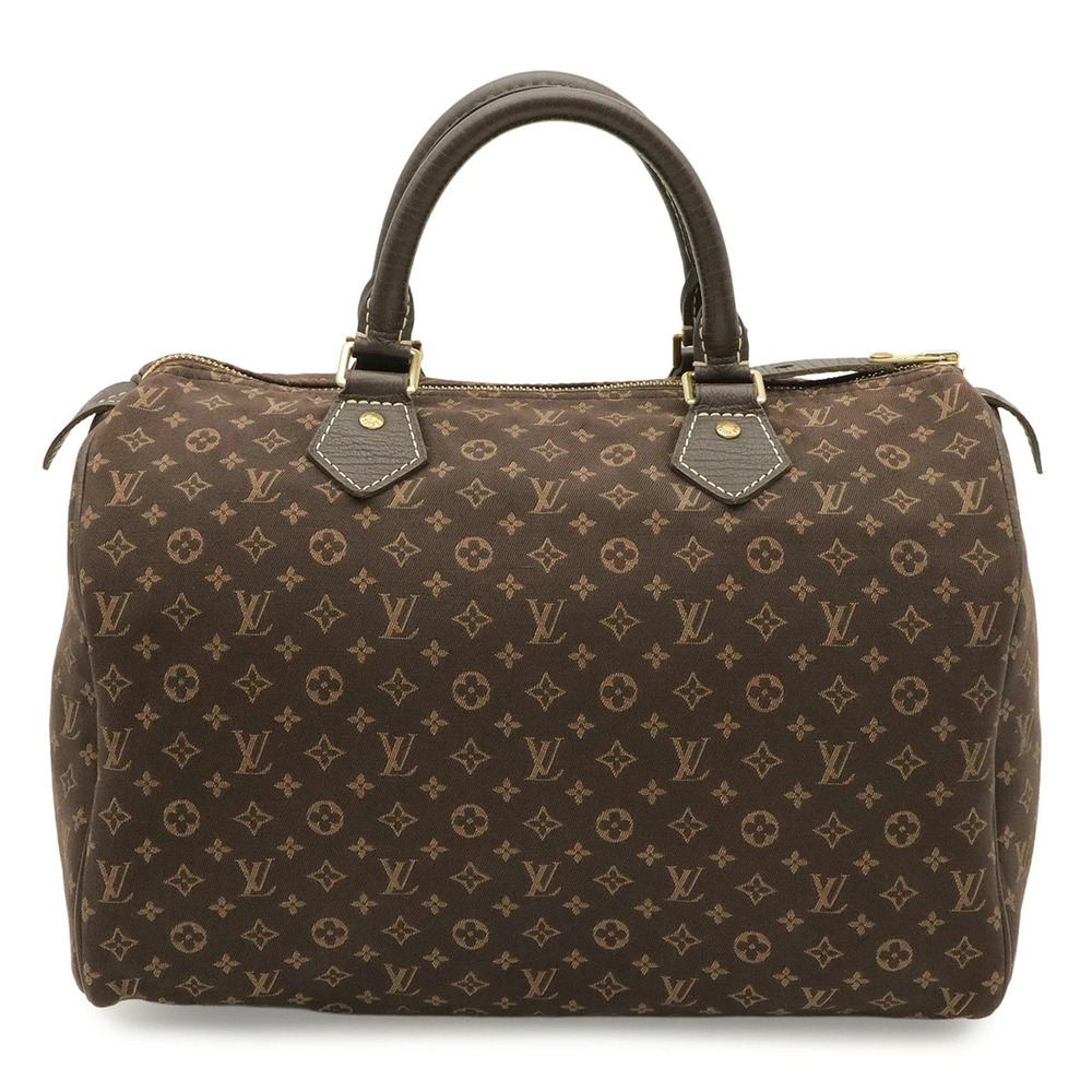 Louis Vuitton Monogram Lin Speedy Boston Bag Canvas Ebene Brown